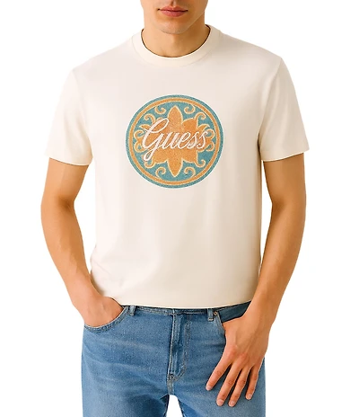 Guess Organic Cotton Blend Short Sleeve Mosaic Tile T-Shirt