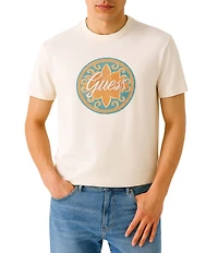 Guess Organic Cotton Blend Short Sleeve Mosaic Tile T-Shirt