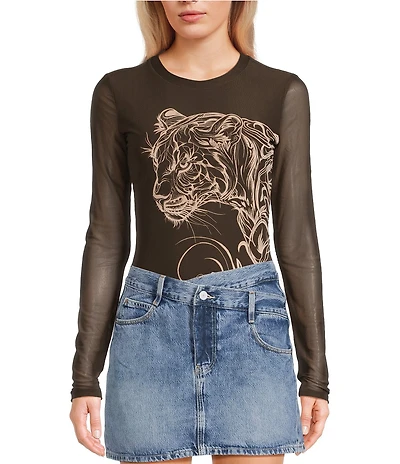 Guess Penelope Long Sleeve Slinky Mesh Bodysuit