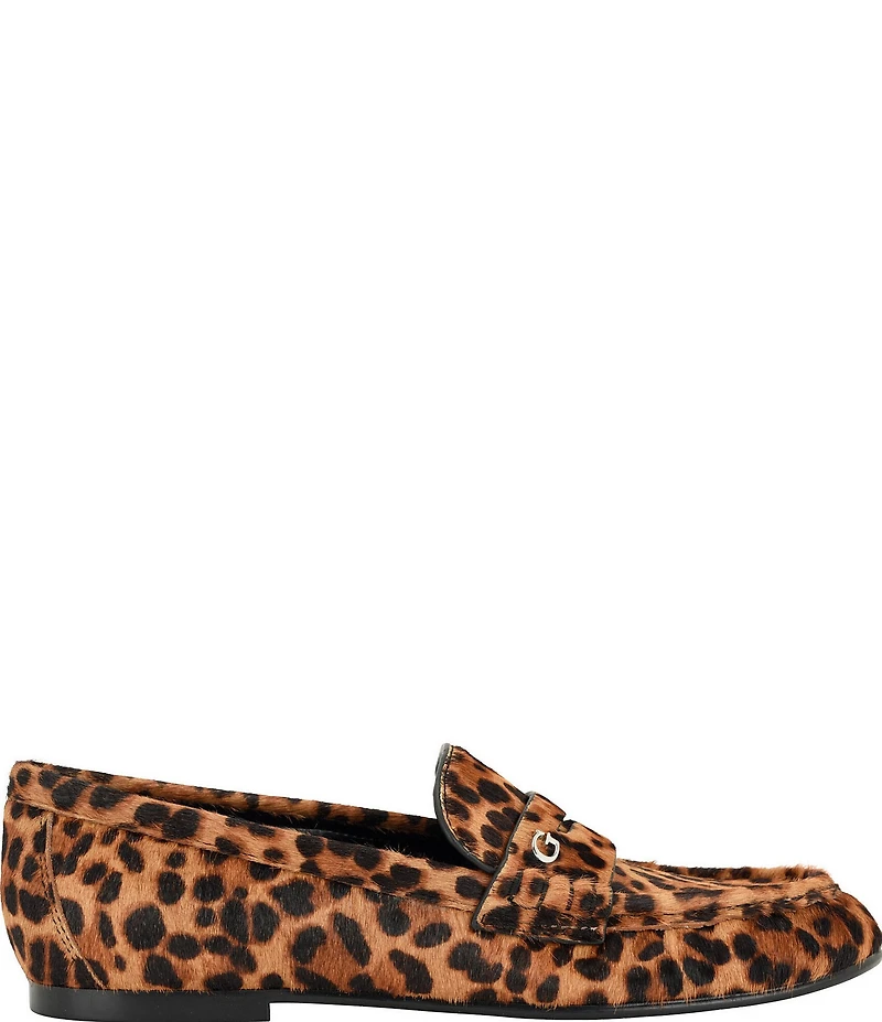 Guess Raivoo 2 Leopard Print Calf Hair Penny Loafers