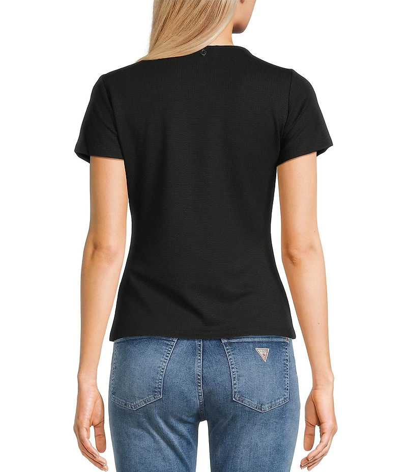 Guess Ribbed Knit Short Sleeve T-Shirt