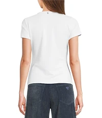 Guess Ribbed Knit Short Sleeve T-Shirt