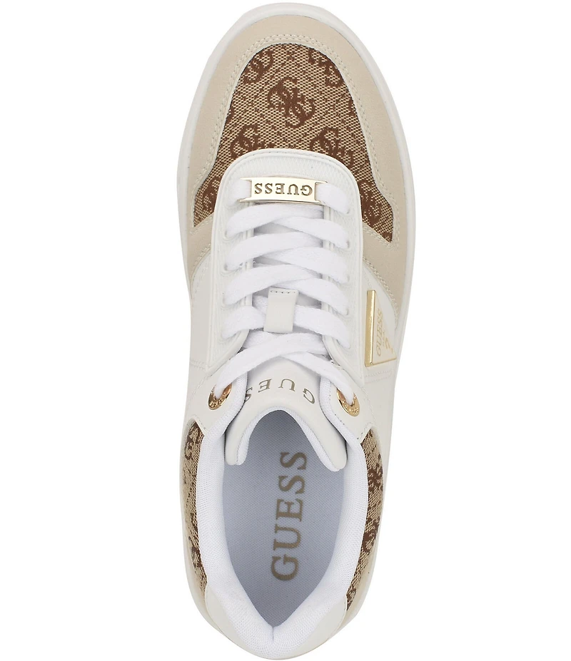 Guess Rozinn Wedge Logo Print Platform Wedge Sneakers