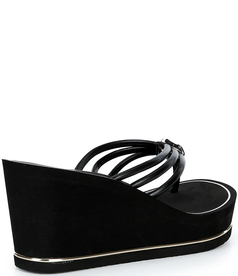 Guess Sabrie Hardware Detail Platform EVA Wedge Thong Sandals
