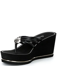 Guess Sabrie Hardware Detail Platform EVA Wedge Thong Sandals