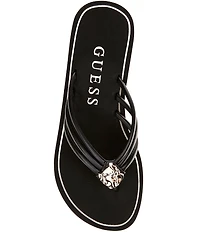 Guess Sabrie Hardware Detail Platform EVA Wedge Thong Sandals