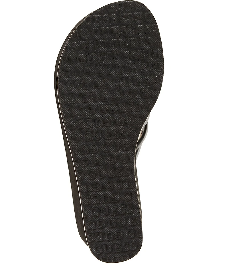 Guess Sabrie Hardware Detail Platform EVA Wedge Thong Sandals