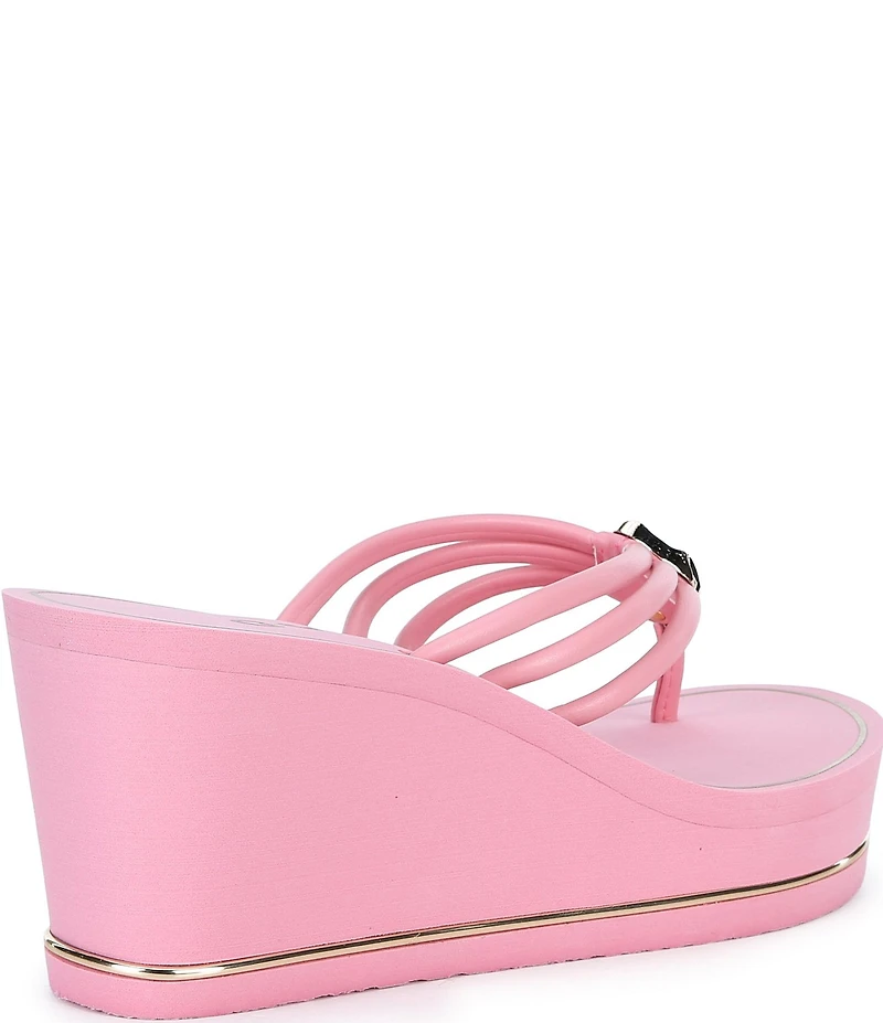 Guess Sabrie Hardware Detail Platform EVA Wedge Thong Sandals