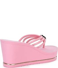 Guess Sabrie Hardware Detail Platform EVA Wedge Thong Sandals