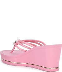 Guess Sabrie Hardware Detail Platform EVA Wedge Thong Sandals