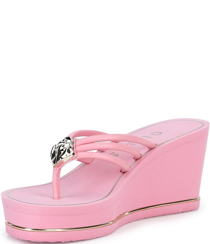 Guess Sabrie Hardware Detail Platform EVA Wedge Thong Sandals