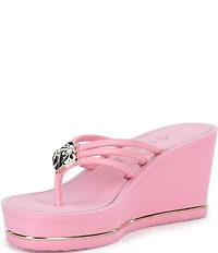 Guess Sabrie Hardware Detail Platform EVA Wedge Thong Sandals