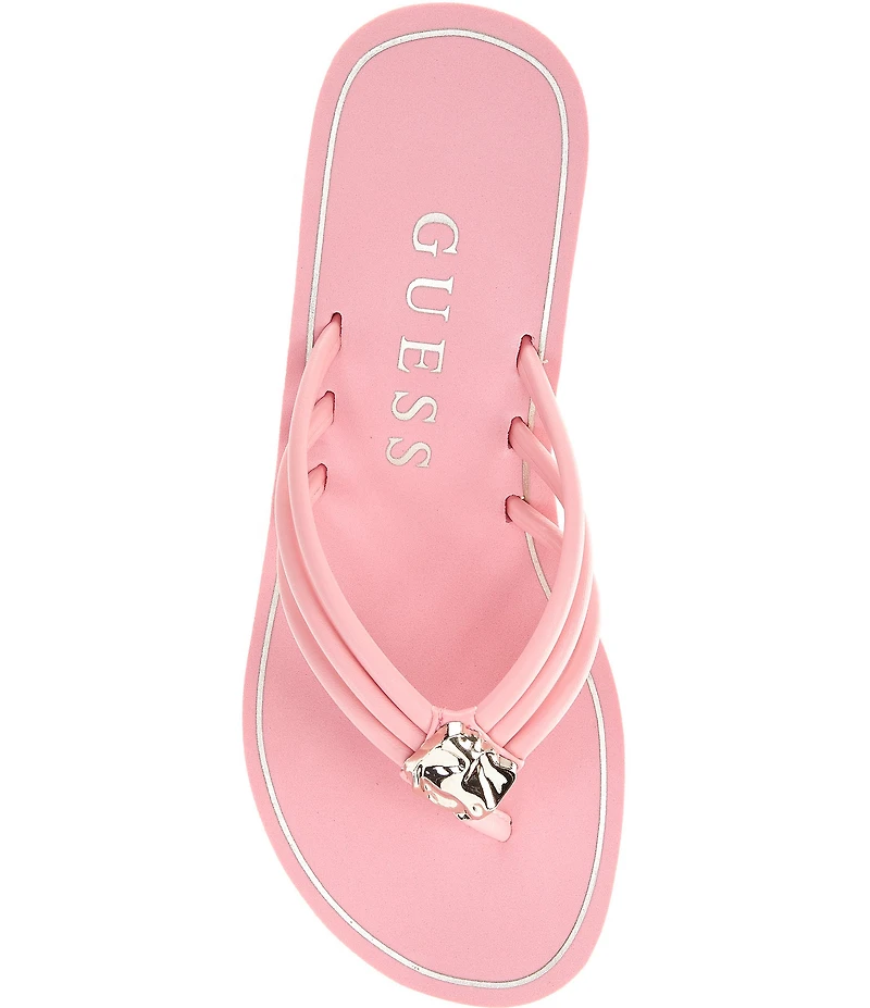 Guess Sabrie Hardware Detail Platform EVA Wedge Thong Sandals