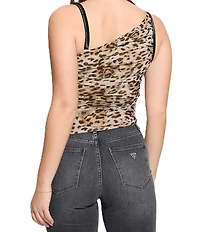 Guess Shirred Mesh Dina One Shoulder Top