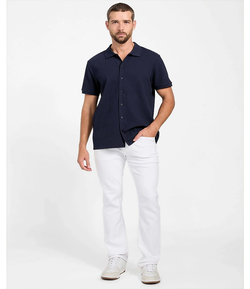 Guess Short Sleeve Aaron Knit Button Down Shirt
