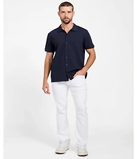 Guess Short Sleeve Aaron Knit Button Down Shirt