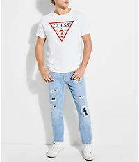 Guess Short-Sleeve Slim Fit Classic Triangle Logo Graphic T-Shirt