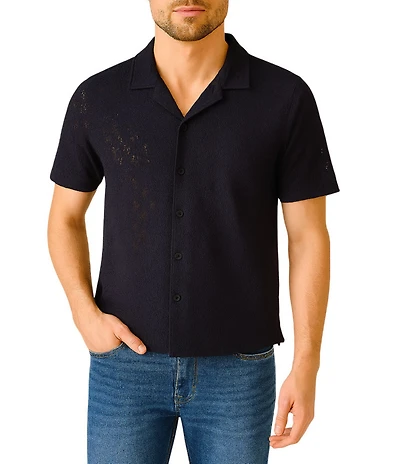 Guess Short Sleeve Coastal Crochet Resort Shirt