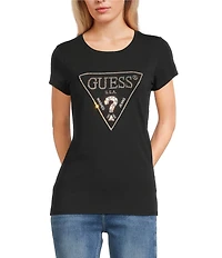 Guess Short Sleeve Embellished Logo T-Shirt