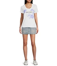 Guess Short Sleeve Flower Triangle Graphic T-shirt
