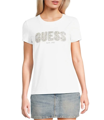 Guess Short Sleeve Graphic Logo Lace T-Shirt