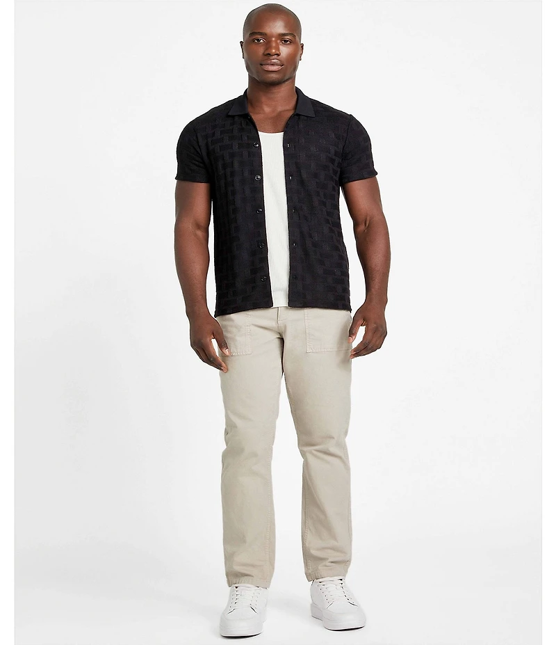 Guess Short Sleeve Knit Tristan Button Down Shirt