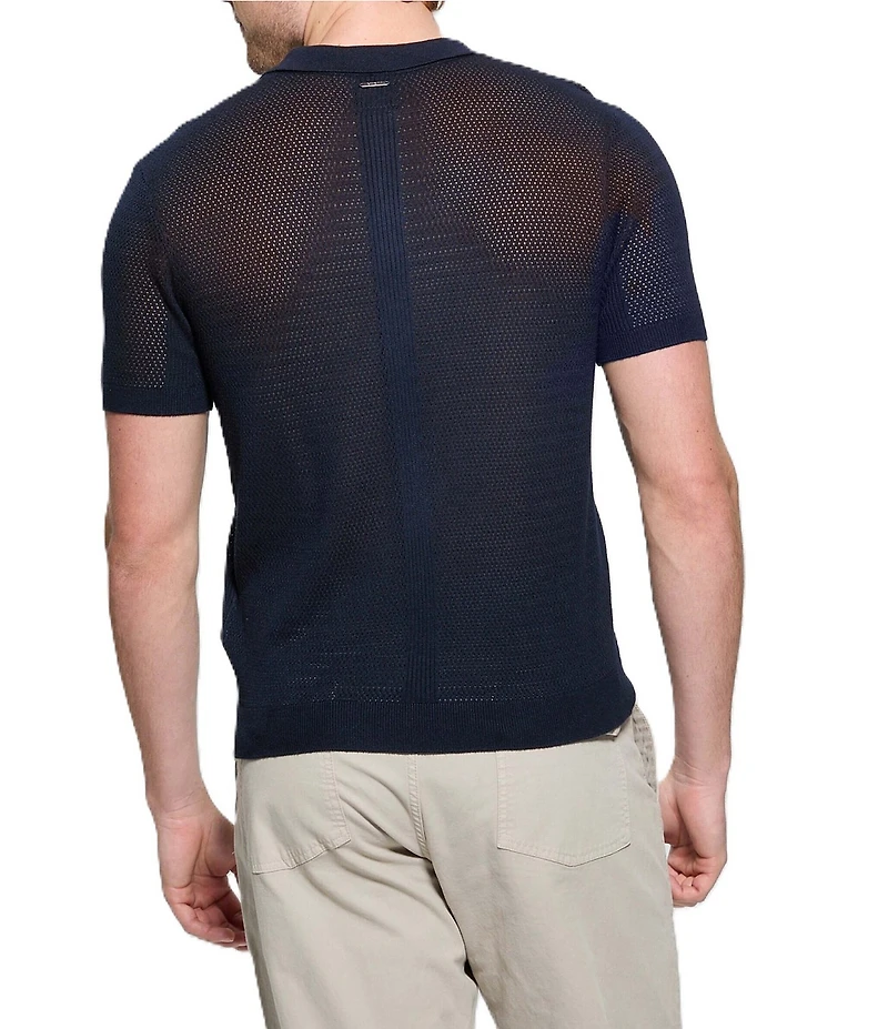 Guess Short Sleeve Mesh Stripe Rib Elijah Polo Shirt