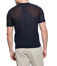 Guess Short Sleeve Mesh Stripe Rib Elijah Polo Shirt