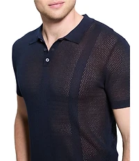 Guess Short Sleeve Mesh Stripe Rib Elijah Polo Shirt