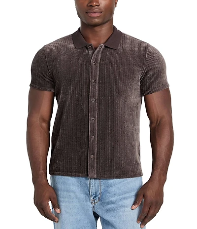 Guess Short Sleeve Olsen Soft Ribbed Knit Shirt