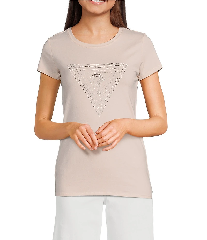 Guess Short Sleeve Triangle Rhinestone Ombre R3 T-Shirt