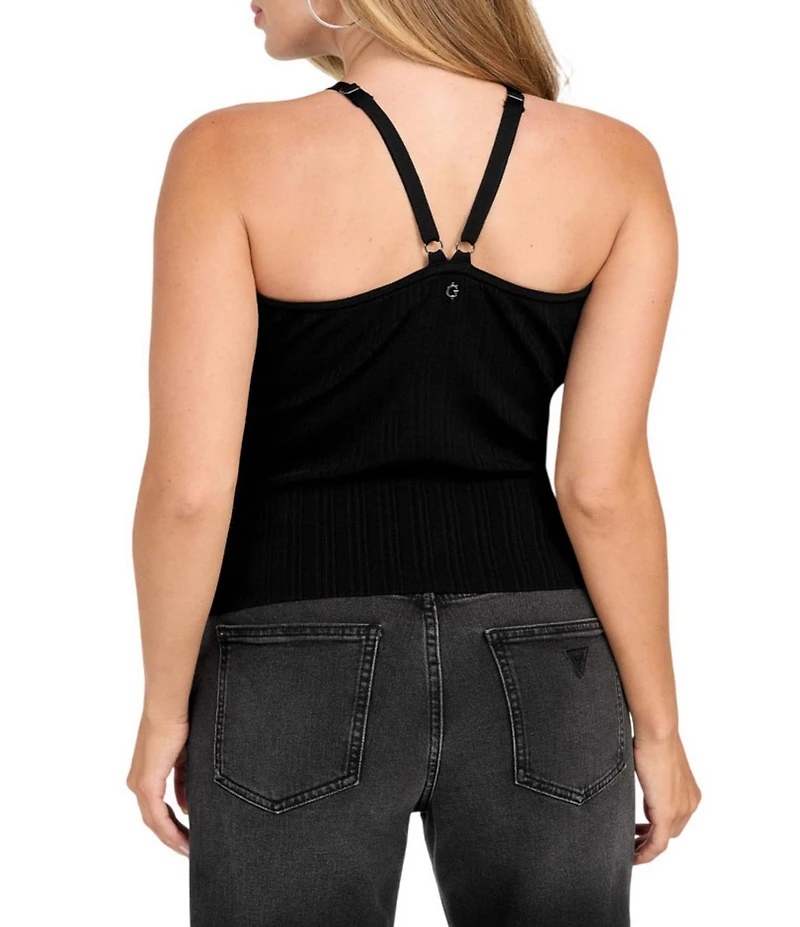 Guess Sleeveless Sofie Ribbed Halter Mirage Top