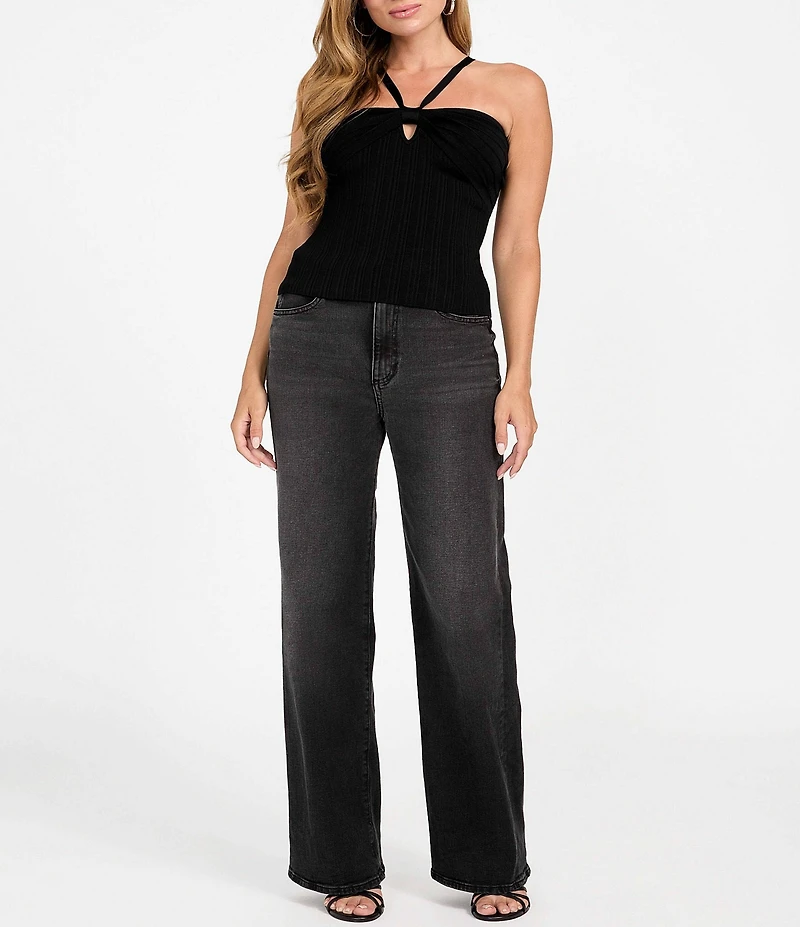 Guess Sleeveless Sofie Ribbed Halter Mirage Top