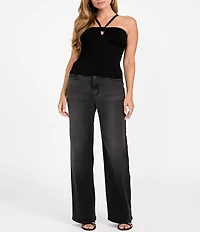 Guess Sleeveless Sofie Ribbed Halter Mirage Top