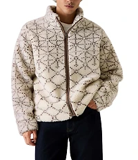 Guess Soldier Sherpa Jacquard Zip Up Sweater Jacket