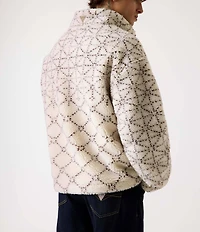 Guess Soldier Sherpa Jacquard Zip Up Sweater Jacket