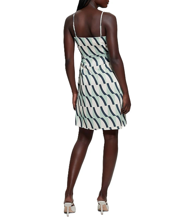Guess Solona Printed Sleeveless Faux Wrap Dress