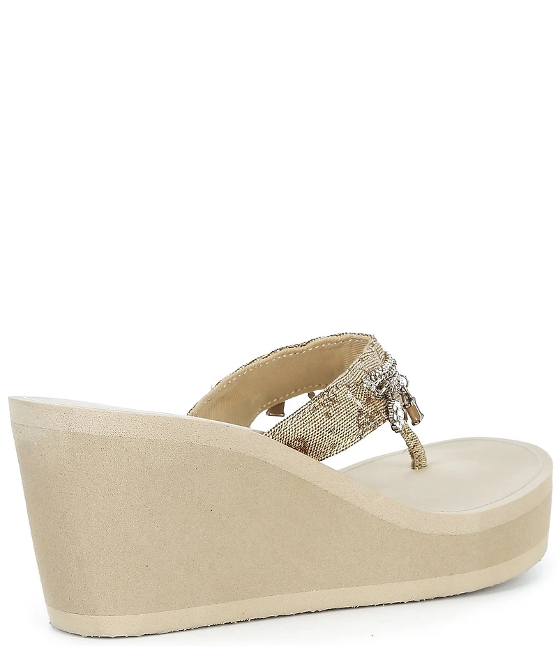 Guess Sutton Charm Logo Wedge Platform Thong Sandals