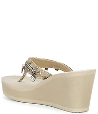 Guess Sutton Charm Logo Wedge Platform Thong Sandals