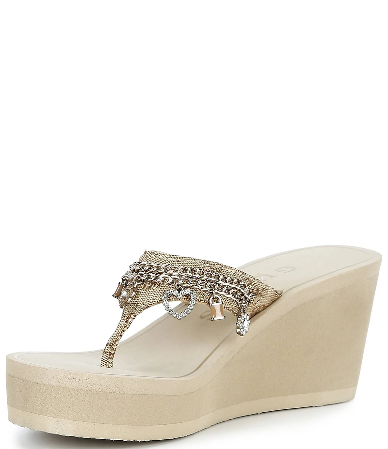 Guess Sutton Charm Logo Wedge Platform Thong Sandals