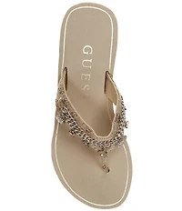 Guess Sutton Charm Logo Wedge Platform Thong Sandals