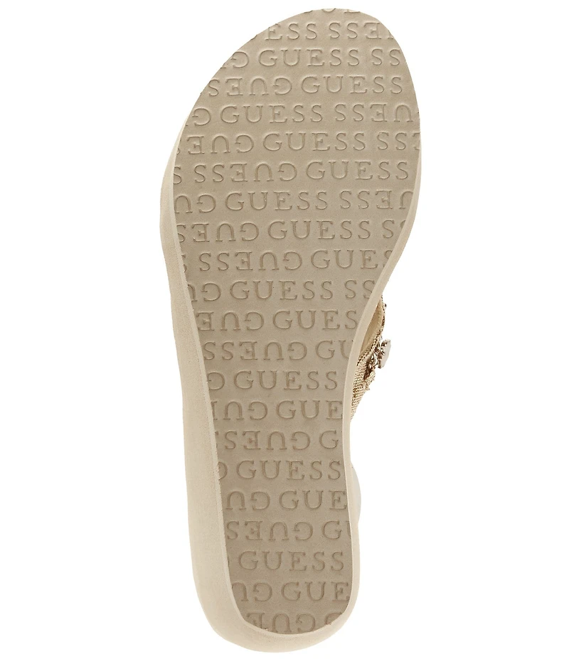 Guess Sutton Charm Logo Wedge Platform Thong Sandals