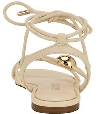 Guess Tabell Ankle Tie Hardware Detail Flat Sandals