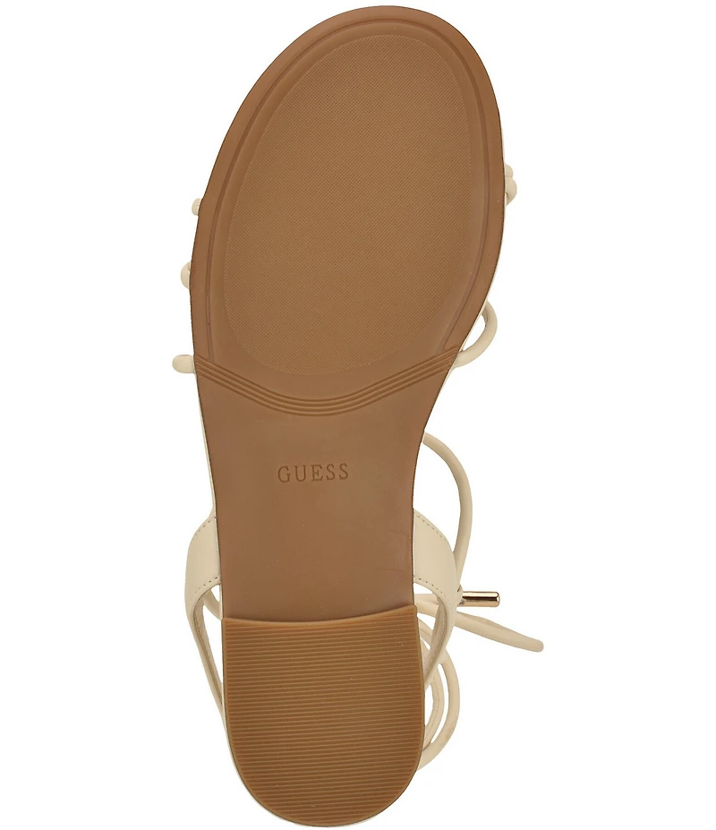 Guess Tabell Ankle Tie Hardware Detail Flat Sandals