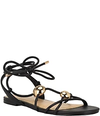 Guess Tabell Ankle Tie Hardware Detail Flat Sandals