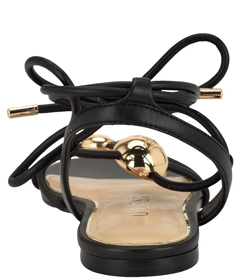 Guess Tabell Ankle Tie Hardware Detail Flat Sandals