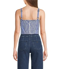 Guess Tecla Sleeveless Mixed-Stripe Poplin Bustier Top