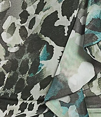 Guess Verdiana Leopard Printed Short Sleeve Slinky Mesh T-Shirt