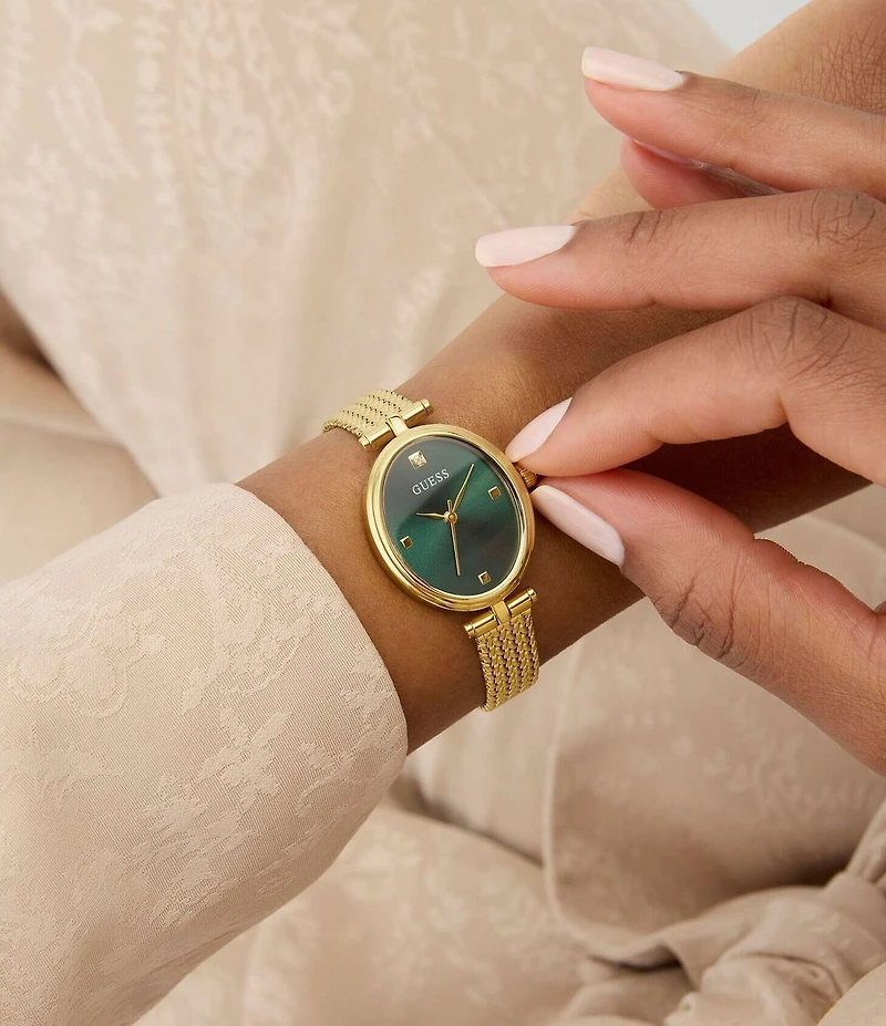 Guess Women's Analog Gold Tone Stainless Steel Mesh Bracelet Watch