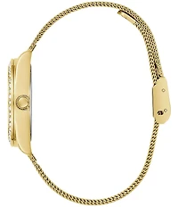 Guess Women's Day Of The Dead Analog Gold Tone Stainless Steel Mesh Bracelet Watch